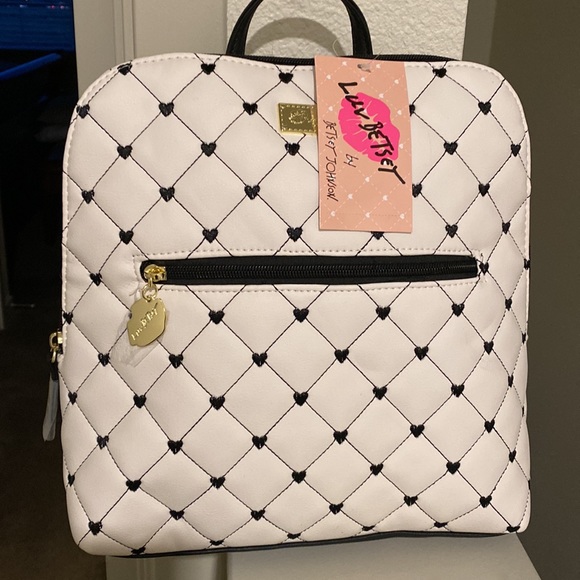 Betsey Johnson Handbags - NWT Betsey Johnson white and black hearts Back Pack